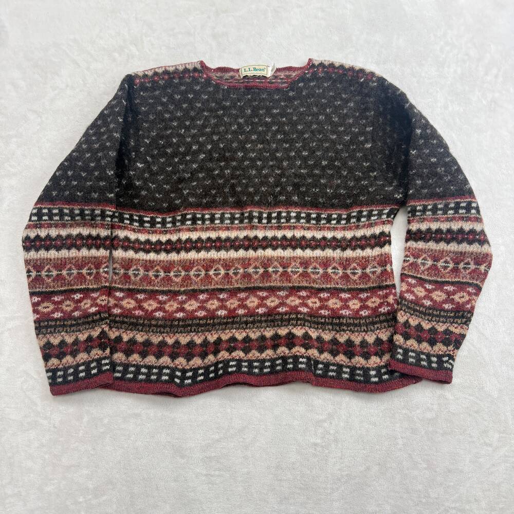 L.L. Bean Women's Sweater Multi Size M Vintage Wool Blend Fair Isle Knit